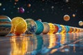 Generative ai on theme of parade of planets in solar system, bright stars glow in atmosphere