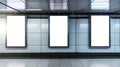 Generative AI three big vertical poster on metro station business concept. Royalty Free Stock Photo