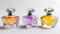 Generative AI Three perfume bottles isolated on white background business concept.