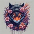 Generative AI. The tiger wears iron armor. fantasy art. watercolor effect.