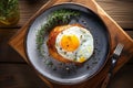 Top view of delicious breakfast of fried egg 3 Royalty Free Stock Photo