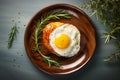 Top view of delicious breakfast of fried egg 2 Royalty Free Stock Photo