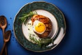 Top view of delicious breakfast of fried egg 1 Royalty Free Stock Photo