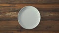 Generative AI Topdown view of an empty plate mockup perfect for showcasing a meal Flat lay on wooden table busines Royalty Free Stock Photo