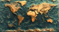 Generative AI.Topographic World Map Highlighting Terrain Features and Elevations Royalty Free Stock Photo