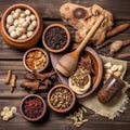 Generative ai. Traditional Chinese medicine with herb and spices