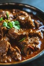 Generative AI Traditional homemade Mutton curry from Asian cuisine. Spicy beef curry. Goan style beef vindaloo. Tr Royalty Free Stock Photo