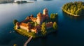 Generative AI Trakai Island Castle in lake Galve in day, Lithuania. Trakai Castle is one of major tourist attracti Royalty Free Stock Photo