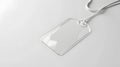 Generative AI Transparent badge mockup isolated on white background Plain empty name tag mock up with white string Royalty Free Stock Photo