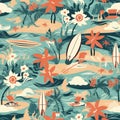 Generative AI Trendy Summer Vacation Seamless-