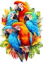 Generative AI Tropical Parrot Set Isolated-