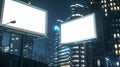 Generative AI Two big empty billboard on the background of the city at night mock up business concept. Royalty Free Stock Photo