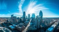 Generative AI Uptown Charlotte, North Carolina cityscape fish eye view. business concept.