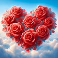 Generative AI valentine\'s day roses in heart shape