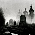 GENERATIVE AI, GENERATIVE, AI, vampire in a cemetery in the moonlight Royalty Free Stock Photo
