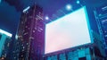 Generative AI Vertical billboard advertising in the night city Sky glows from the neon illumination of the city Mo Royalty Free Stock Photo