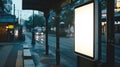 Generative AI Vertical billboard at a public transport stop. Tram station. Mock-up. business concept.