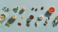 Generative AI Vertical shot of assorted ingredients on a light blue background business concept.