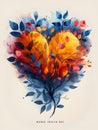 Generative AI. Vibrant Watercolor Illustration Celebrating World Health Day With Abstract HeartShaped Tree Royalty Free Stock Photo