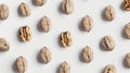 Generative AI Walnuts  Walnut kernel Nut  on white background Top view Flat lay Collection Pattern busines Royalty Free Stock Photo