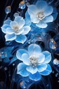 Generative ai: Water lily flower blue lotus night bioluminescent
