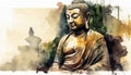 generative AI, watercolor buddha painting