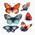 Generative AI: Watercolor butterflies orange and blue