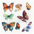 Generative AI: Watercolor butterflies orange and blue