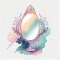 Watercolor fantasy mirror pastel colors