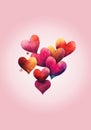 Generative AI, Watercolor hearts on a bright pink background. Valentines day. Love. Lovers Holiday. Cute pink heart. Isolated