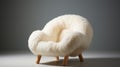 Generative AI, White cozy soft shearling armchair. Warm Japanese minimalism Royalty Free Stock Photo