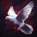 Generative AI: White dove flying painting in an amazing sky Royalty Free Stock Photo