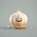 Generative AI of a white onion with a funny face on a gray background