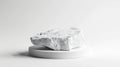 Generative AI white stone podium for presentation3D display stone podium on white background Abstract background c Royalty Free Stock Photo