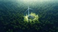 Generative AI, wind turbines in a field, green farm landscape. Environmentally eco-friendly power generation. Royalty Free Stock Photo