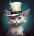 Generative AI: withe Cat wearing top hat