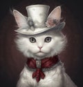 Generative AI: withe Cat wearing top hat