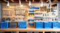 Generative AI Workshop Pegboard Tool Organizer A Systematic Array of Tools and Supplies for Repair and Maintenance Royalty Free Stock Photo