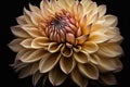 Generative AI. Yellow and orange Dahlia Flower Isolated on black background Royalty Free Stock Photo