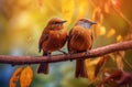 Yelloweyed_Babbler_birds_rest_on_a_branch_1690599625713_1 Royalty Free Stock Photo