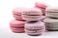 Generative AI Yummy french dessert for eating Various rows of grey and pink macaroons containing much sugar high c