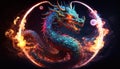 generative ai Zodiac dragon sign realistic Futuristic fantasy happy new year