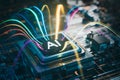 A generative artificial intelligence cpu that emits colorful light, 3d rendering