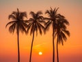 Generative Silhouetted Palm Trees at Sunset