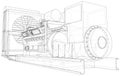 Generator. Diesel and gas industrial electric generator. The layers of visible and invisible lines are separated. Wire