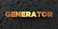 Generator - Gold text on black background - 3D rendered royalty free stock picture