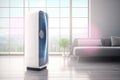 generic air purifier or AC controller unit mockup with modern bright Livingroom background,Generative AI