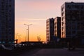 Generic apartment buildings at sunset Royalty Free Stock Photo