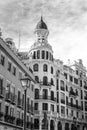 Generic architecture and street view in the central streets of Madrid, Spain Royalty Free Stock Photo