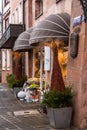 Generic architecture and street view with christmas decorations in Nuremberg, Germany Royalty Free Stock Photo